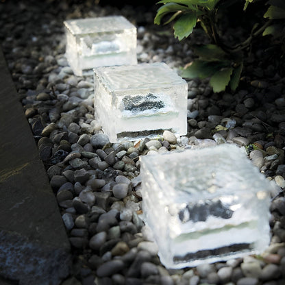 Crystal Glow Solar Step Light - Modern Outdoor Ice Cube Lights with Four Color Options for Elegant Ambiance 12