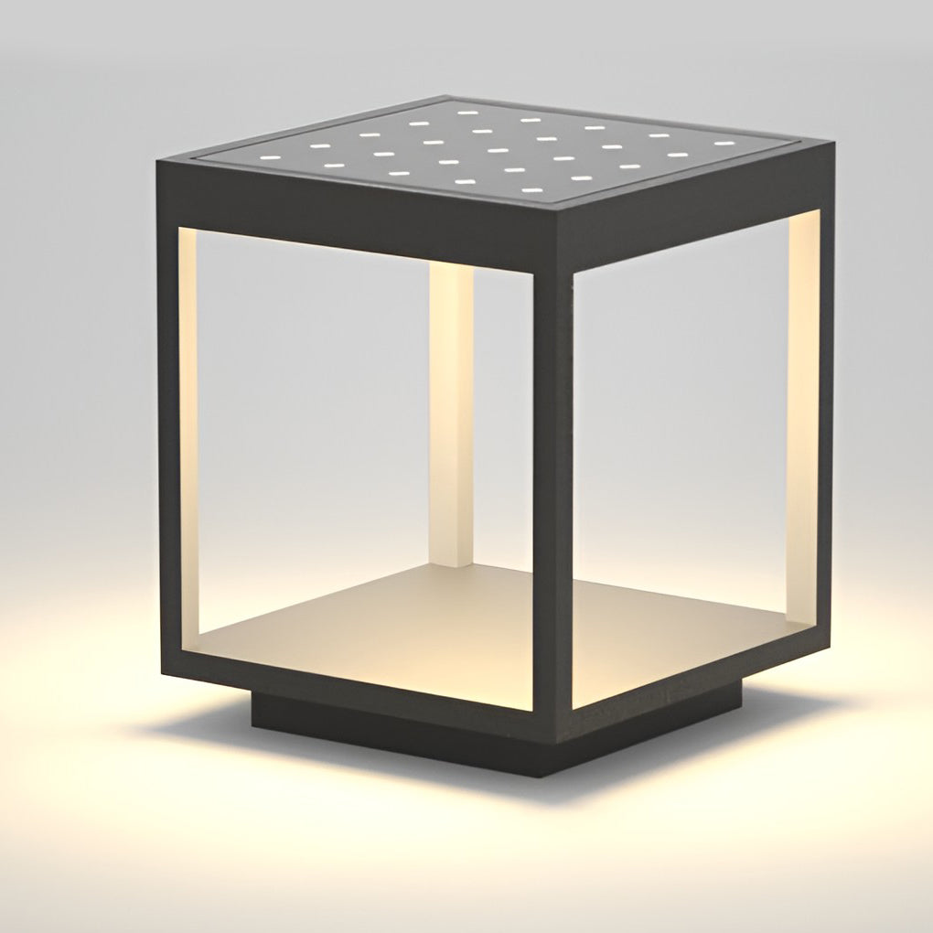Modern Concrete Pillar Lights - Open-Frame LED Design with Dual Power Supply for Elegant Outdoor Ambiance 7