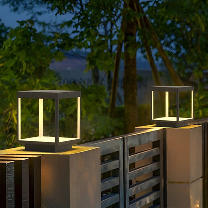 Modern Concrete Pillar Lights - Open-Frame LED Design with Dual Power Supply for Elegant Outdoor Ambiance 2
