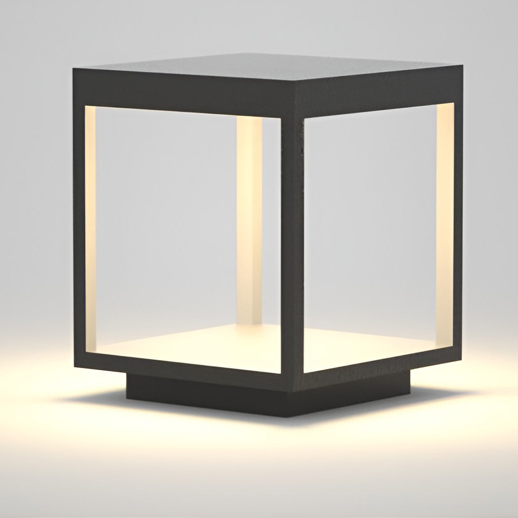 Modern Concrete Pillar Lights - Open-Frame LED Design with Dual Power Supply for Elegant Outdoor Ambiance 6