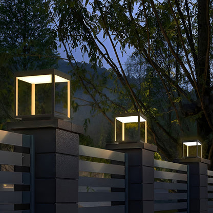 Modern Concrete Pillar Lights - Open-Frame LED Design with Dual Power Supply for Elegant Outdoor Ambiance 1