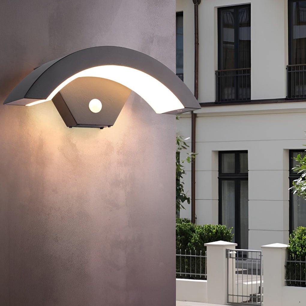 Curved Glow Black Outdoor Wall Light - Industrial LED Sconce with Motion Sensor for Stylish Illumination 2
