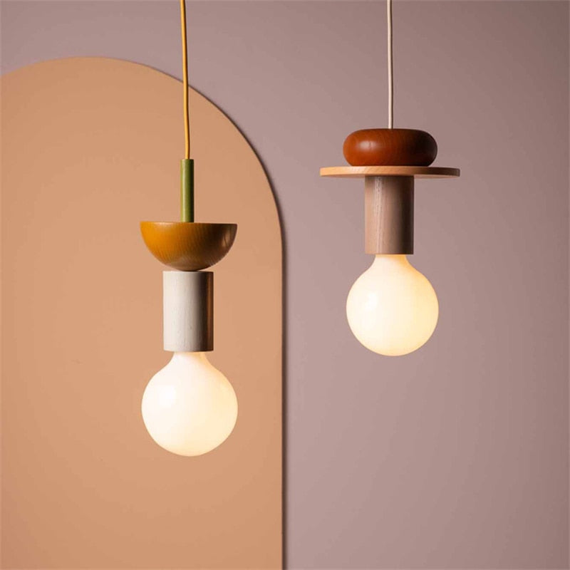 Vibrant Block Pendant Lamp - Colorful Wooden Design with Adjustable Cord for Modern Interiors 18