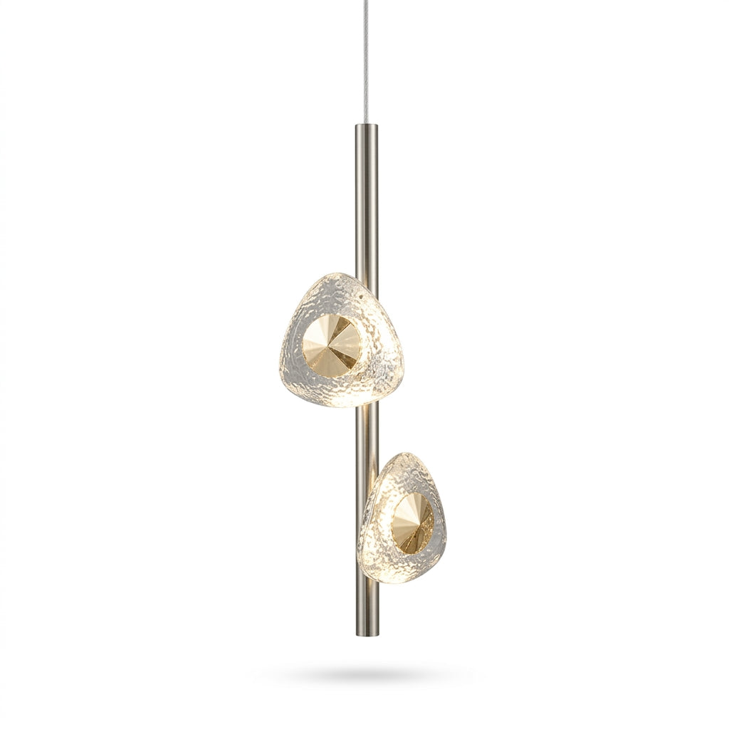 Glass Pendant Light Dual Drop Gold