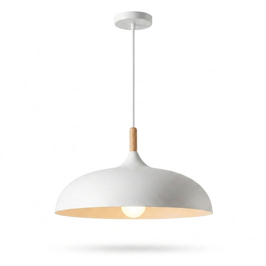 Dome Pendant Light Wood Accent