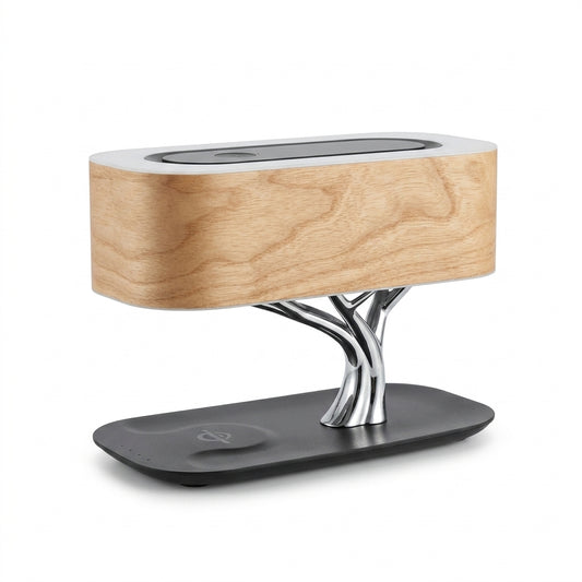LED Table Lamp Wood Speaker Wireless Charger