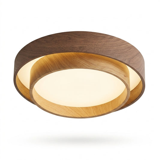 Orielle Wood Ring Flush Ceiling Light