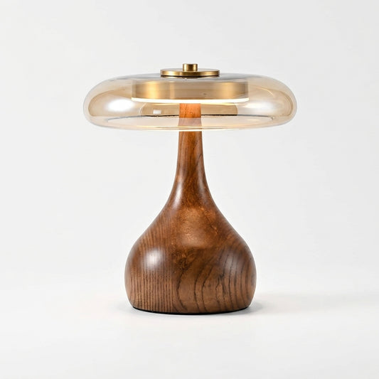 Velora Glass Wood Table Lamp