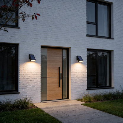 Modern Black Outdoor Wall Sconce - Solar LED Fixture with Adjustable Panel for Efficient Outdoor Lighting 4