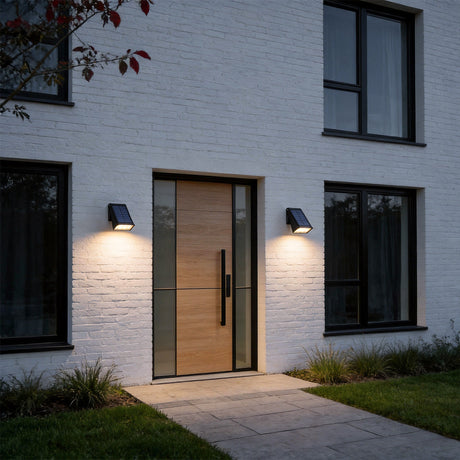 Modern Black Outdoor Wall Sconce - Solar LED Fixture with Adjustable Panel for Efficient Outdoor Lighting 4