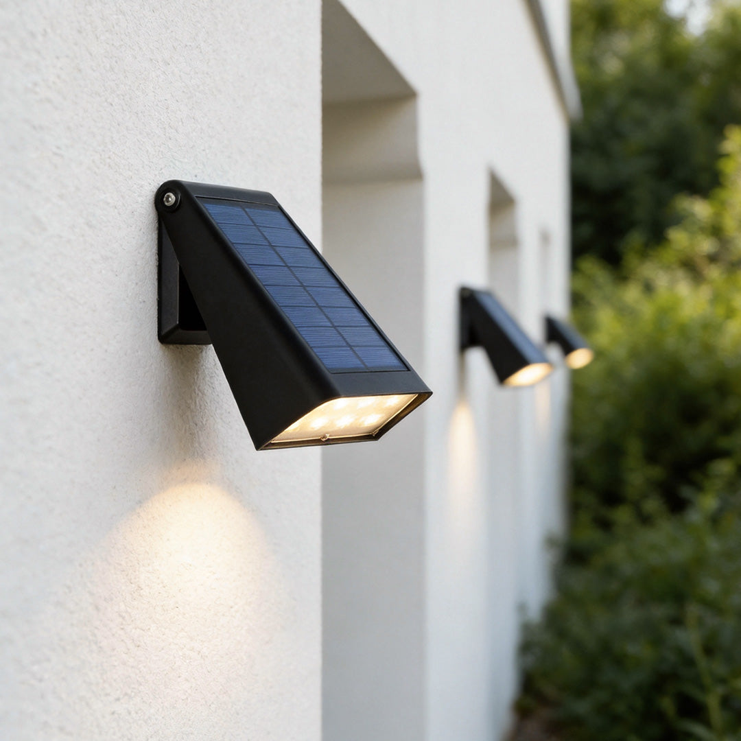Modern Black Outdoor Wall Sconce - Solar LED Fixture with Adjustable Panel for Efficient Outdoor Lighting 3