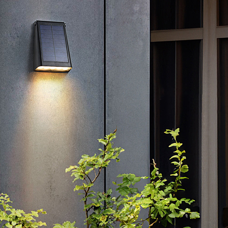 Modern Black Outdoor Wall Sconce - Solar LED Fixture with Adjustable Panel for Efficient Outdoor Lighting 5