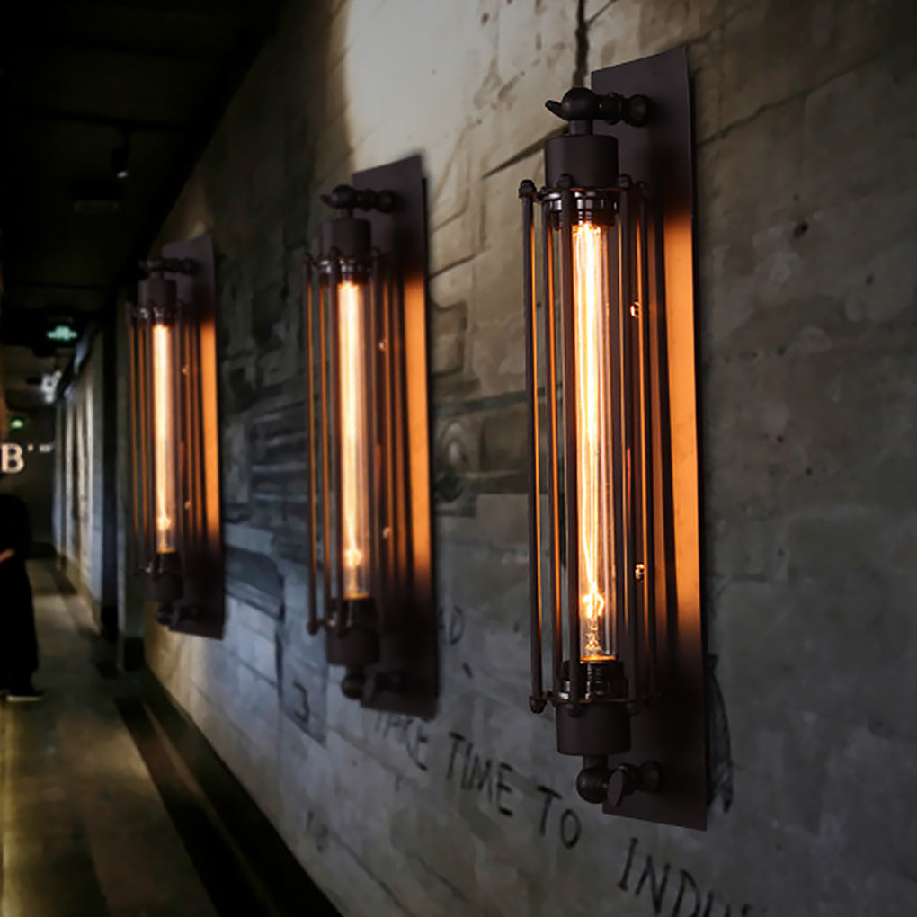 Retro Industrial Wall Sconce - Black Iron Lamp with Warm LED Light for Cozy Ambiance 5