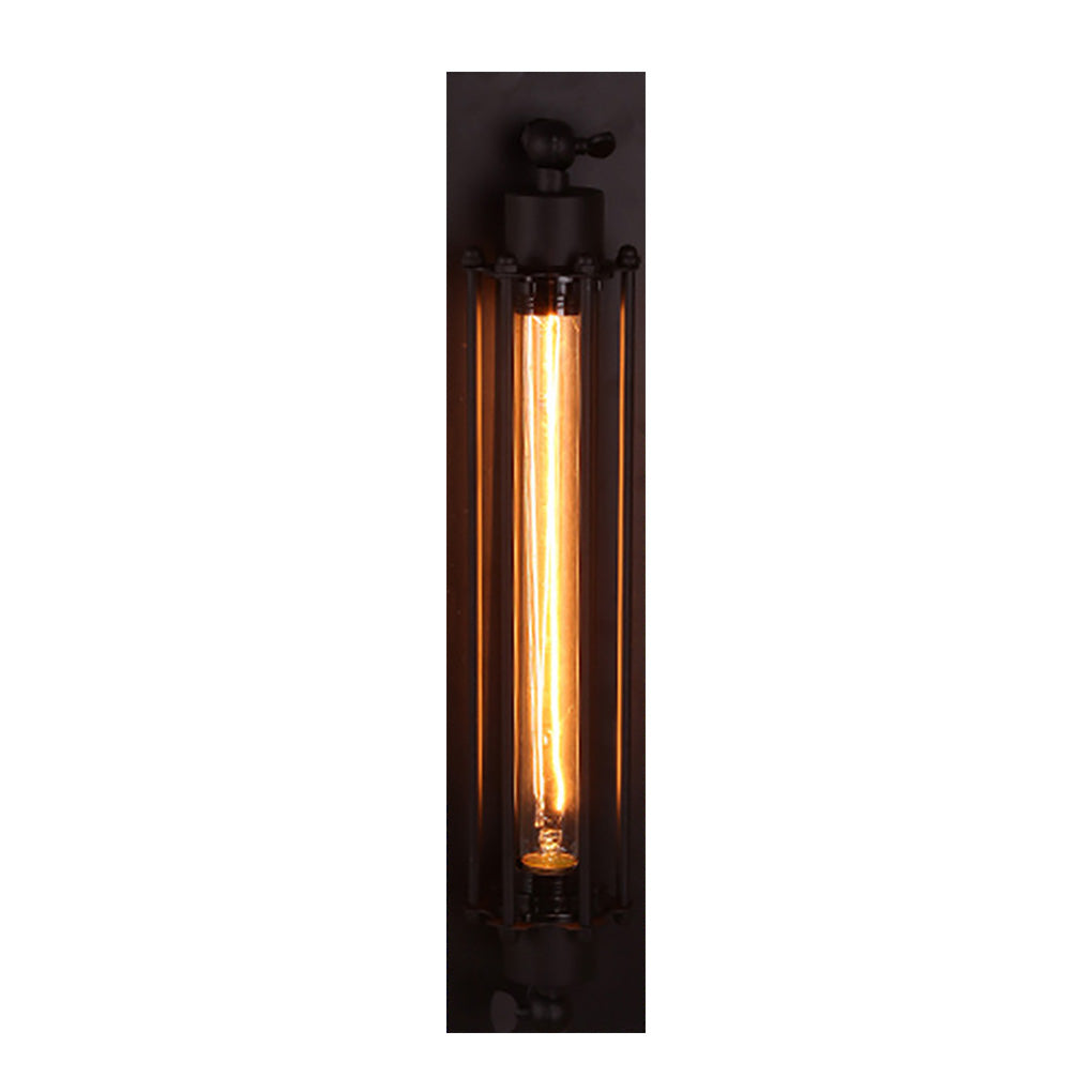Retro Industrial Wall Sconce - Black Iron Lamp with Warm LED Light for Cozy Ambiance 9