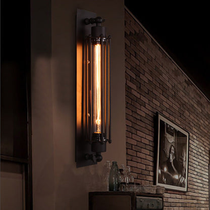 Retro Industrial Wall Sconce - Black Iron Lamp with Warm LED Light for Cozy Ambiance 2