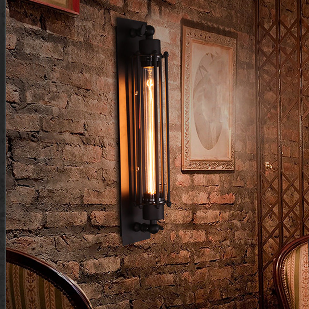 Retro Industrial Wall Sconce - Black Iron Lamp with Warm LED Light for Cozy Ambiance 1