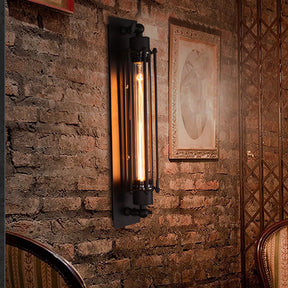 Retro Industrial Wall Sconce - Black Iron Lamp with Warm LED Light for Cozy Ambiance 1