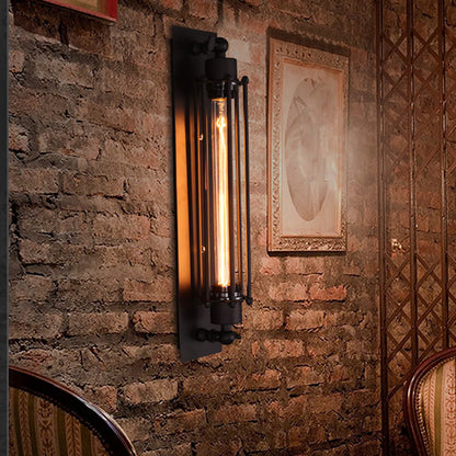 Retro Industrial Wall Sconce - Black Iron Lamp with Warm LED Light for Cozy Ambiance 1
