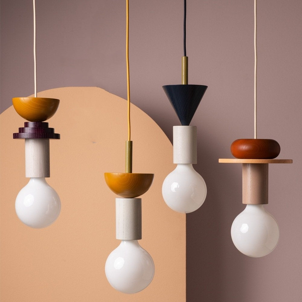 Vibrant Block Pendant Lamp - Colorful Wooden Design with Adjustable Cord for Modern Interiors 9