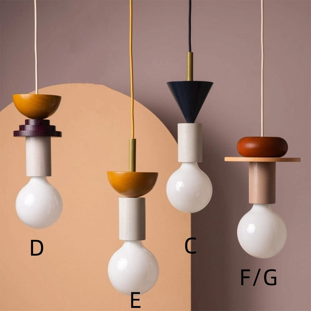 Vibrant Block Pendant Lamp - Colorful Wooden Design with Adjustable Cord for Modern Interiors 10