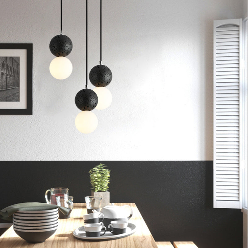 Aurora LED Pendant Light - Modern Black and White Glass Design for Dining and Kitchen 5