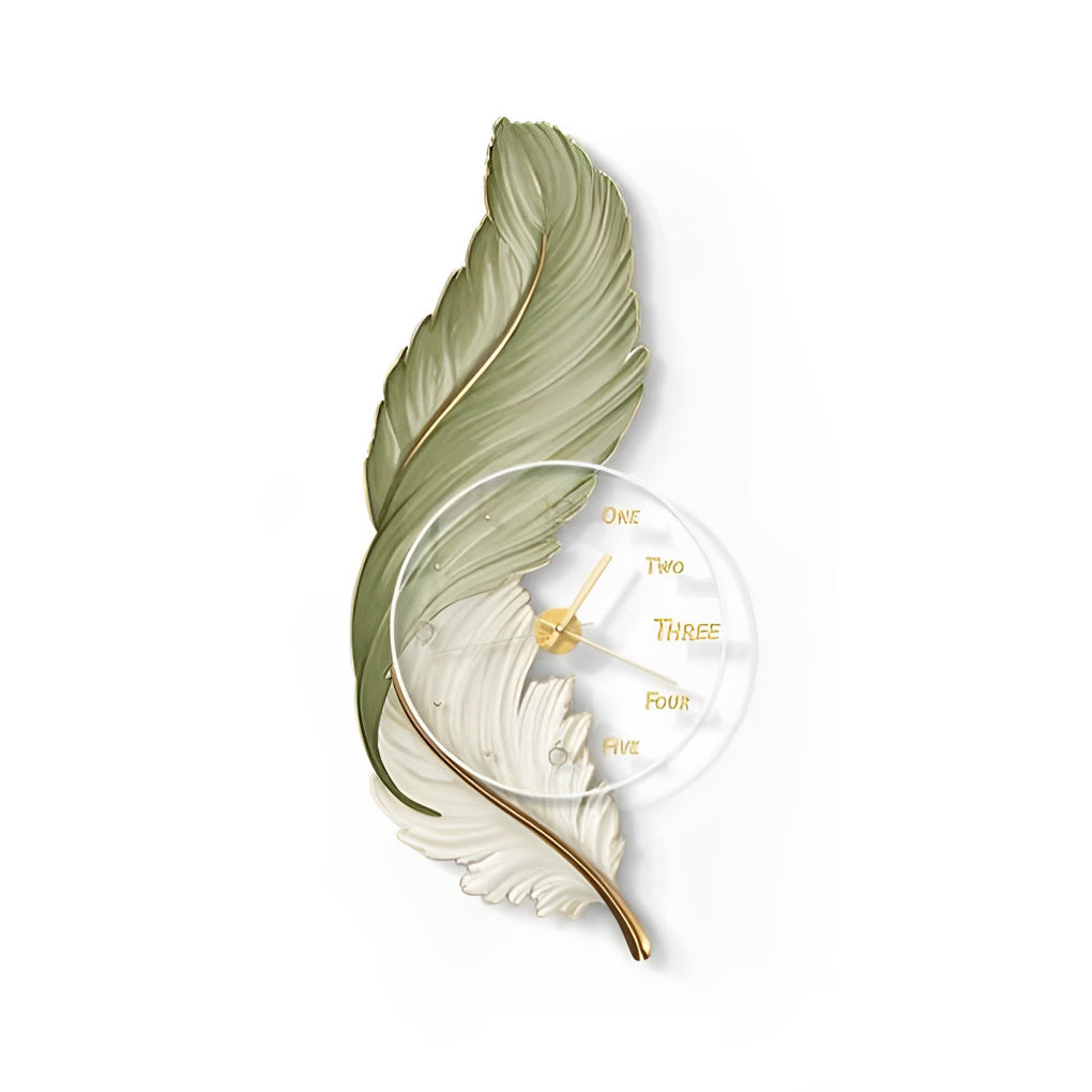 Artistic Feather LED Wall Lamp - USB Rechargeable Acrylic Clock Light for Ambient Illumination 6