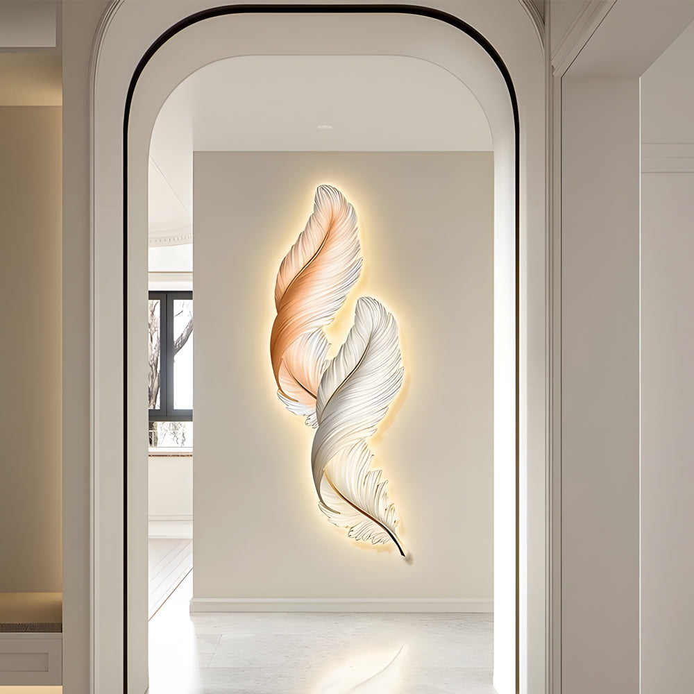 Feather Glow Wall Lamp - Backlit Feather Art with Remote Control for Cozy Ambiance 6