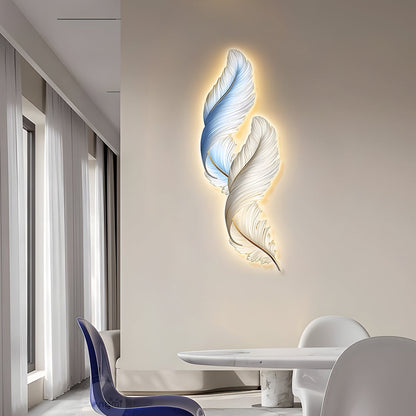 Feather Glow Wall Lamp - Backlit Feather Art with Remote Control for Cozy Ambiance 1