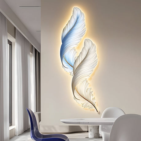 Feather Glow Wall Lamp - Backlit Feather Art with Remote Control for Cozy Ambiance 4