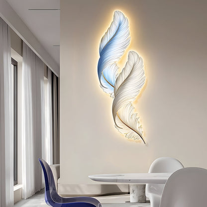 Feather Glow Wall Lamp - Backlit Feather Art with Remote Control for Cozy Ambiance 3