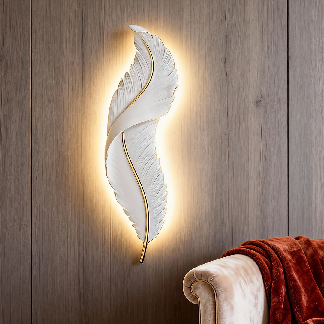 Feather Wall Light - Modern Resin Wall Sconce with Dimmable LED & Three Color Options for Artistic Ambiance 7