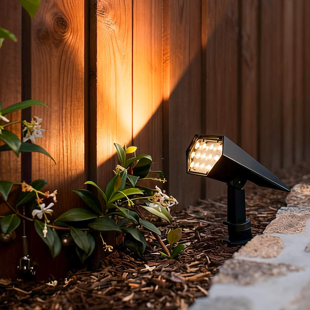 Solar Adjustable Angle Flood Spike Light - Efficient Outdoor Spotlight with Dual Color Modes 12
