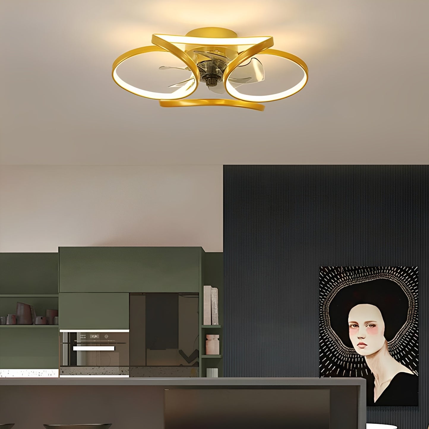 Floral Flush Mount Ceiling Fan with Dimmable LED Light – Modern Design for Elegant Home Comfort 1