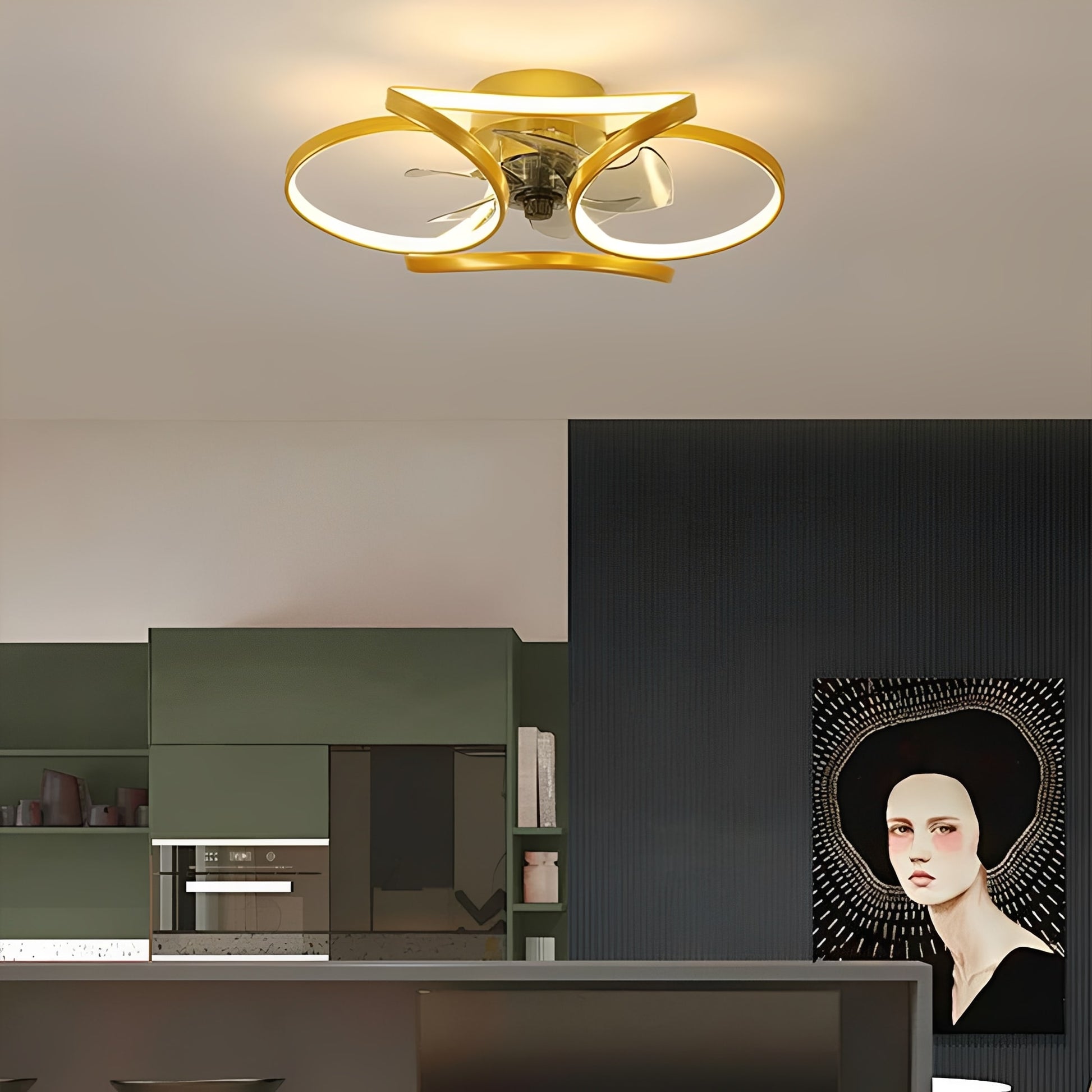 Floral Flush Mount Ceiling Fan with Dimmable LED Light – Modern Design for Elegant Home Comfort 1