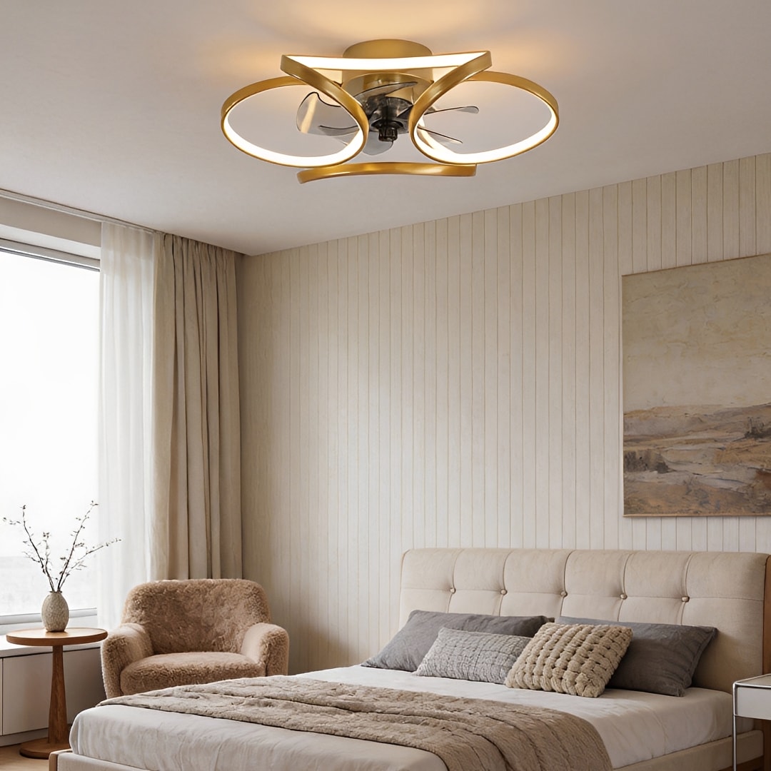 Floral Flush Mount Ceiling Fan with Dimmable LED Light – Modern Design for Elegant Home Comfort 14