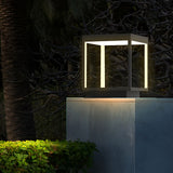 Modern Concrete Pillar Lights - Open-Frame LED Design with Dual Power Supply for Elegant Outdoor Ambiance 4