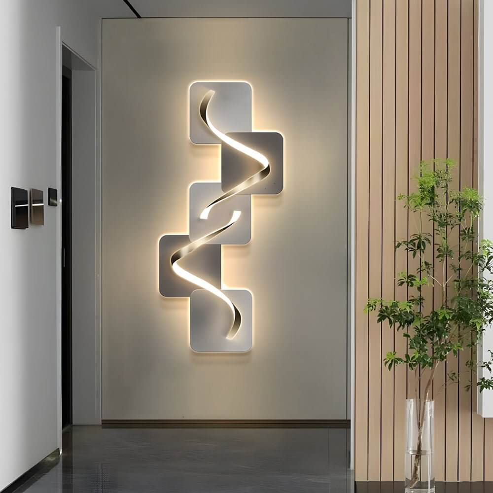 Wave Pattern LED Wall Sconce - Modern Geometric Wall Light with USB Power for Cozy Ambiance 9