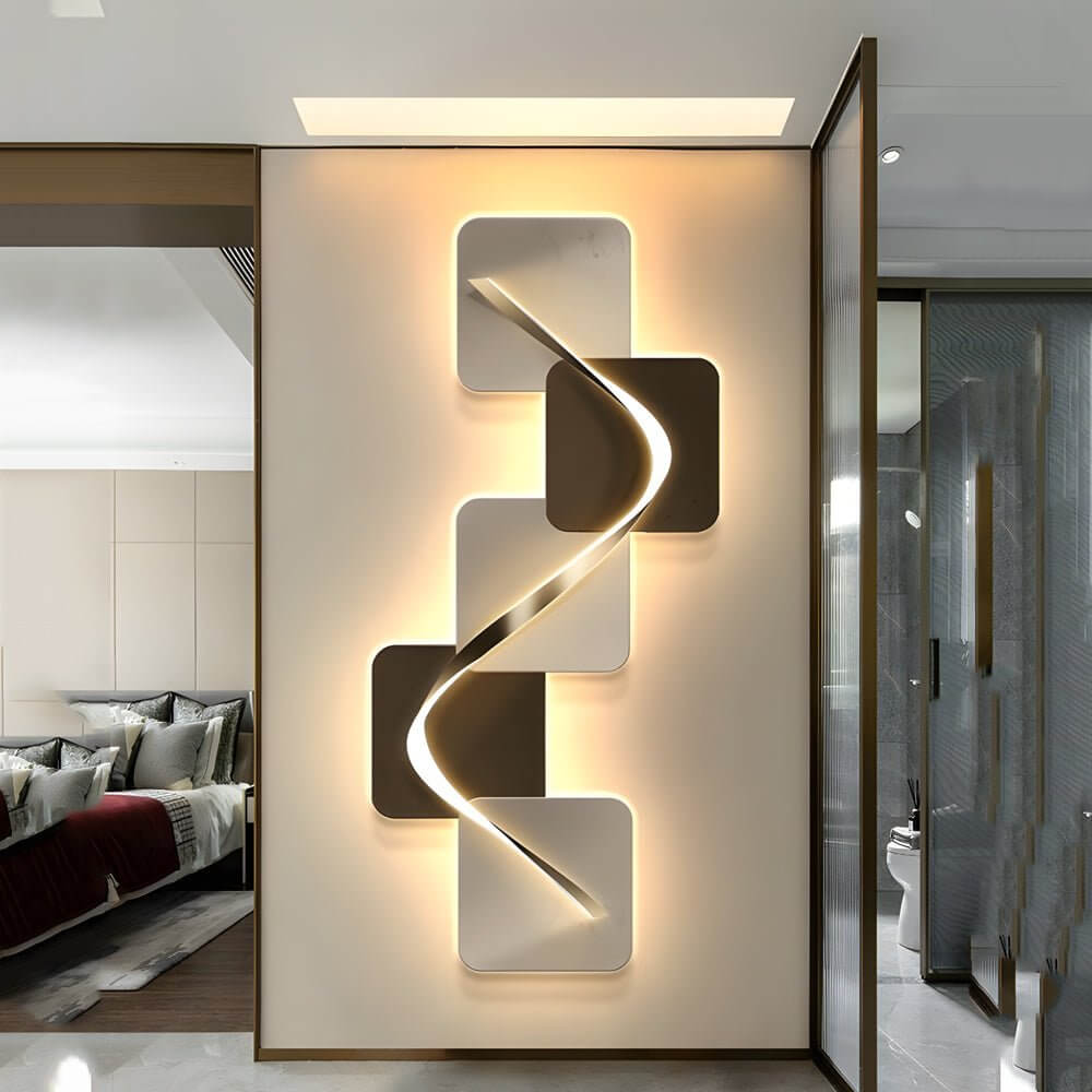 Wave Pattern LED Wall Sconce - Modern Geometric Wall Light with USB Power for Cozy Ambiance 7