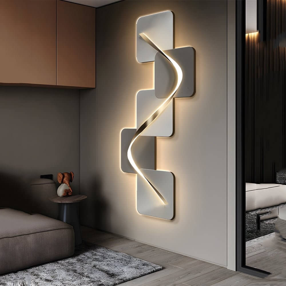 Wave Pattern LED Wall Sconce - Modern Geometric Wall Light with USB Power for Cozy Ambiance 8
