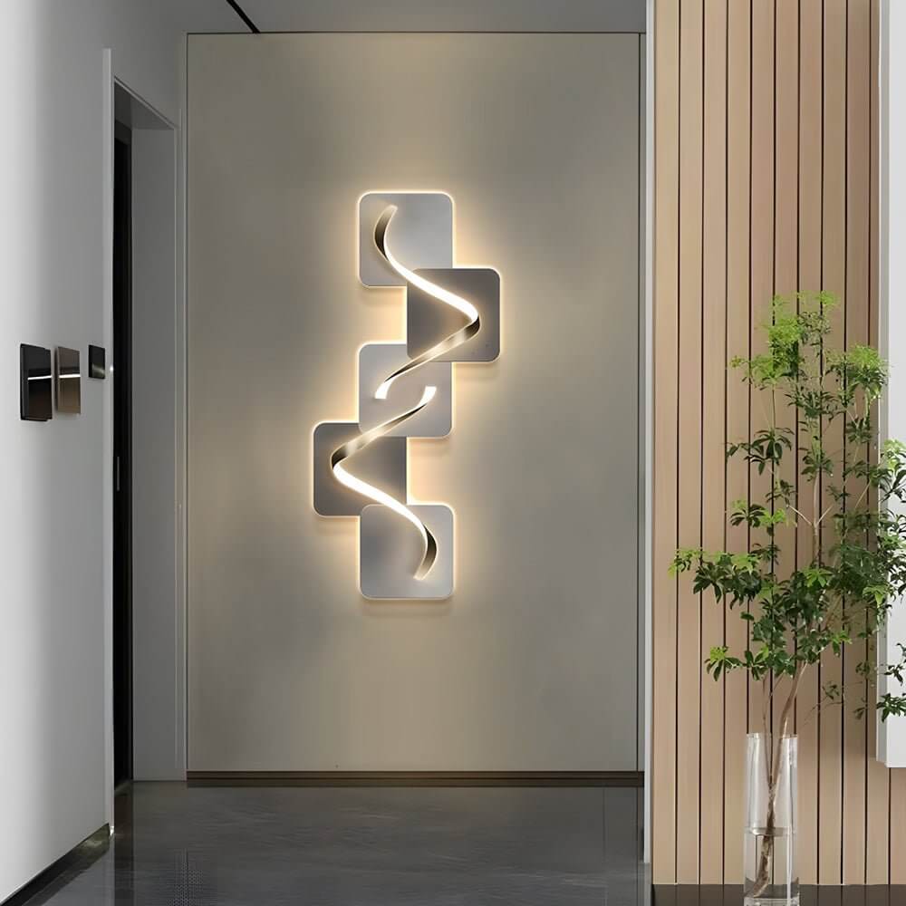 Wave Pattern LED Wall Sconce - Modern Geometric Wall Light with USB Power for Cozy Ambiance 10