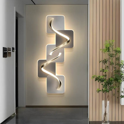 Wave Pattern LED Wall Sconce - Modern Geometric Wall Light with USB Power for Cozy Ambiance 3