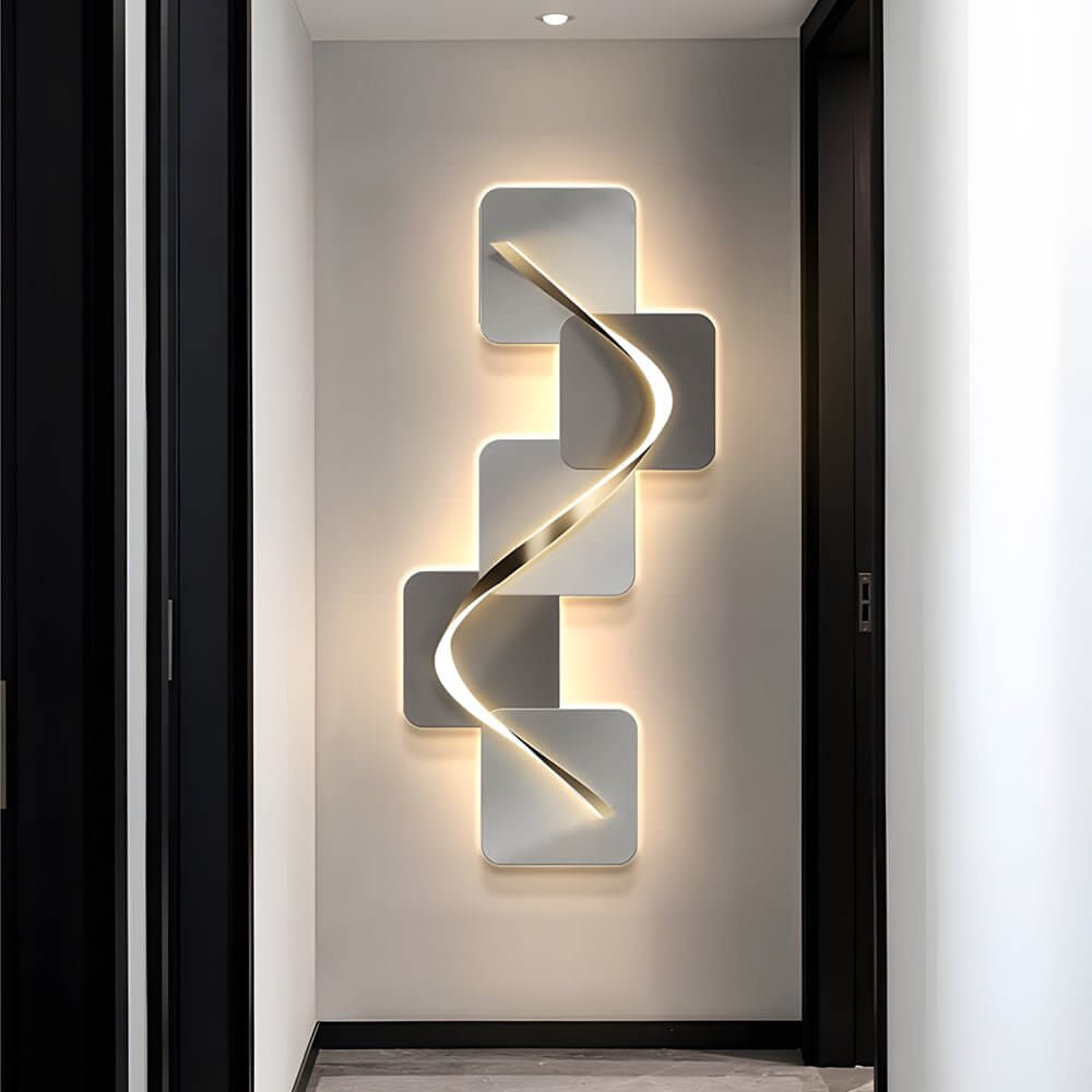 Wave Pattern LED Wall Sconce - Modern Geometric Wall Light with USB Power for Cozy Ambiance 2