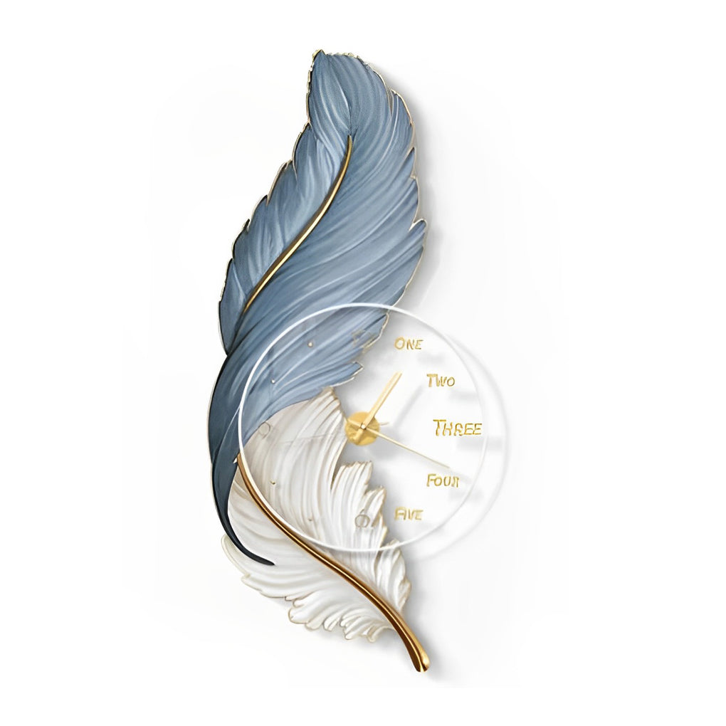 Artistic Feather LED Wall Lamp - USB Rechargeable Acrylic Clock Light for Ambient Illumination 7
