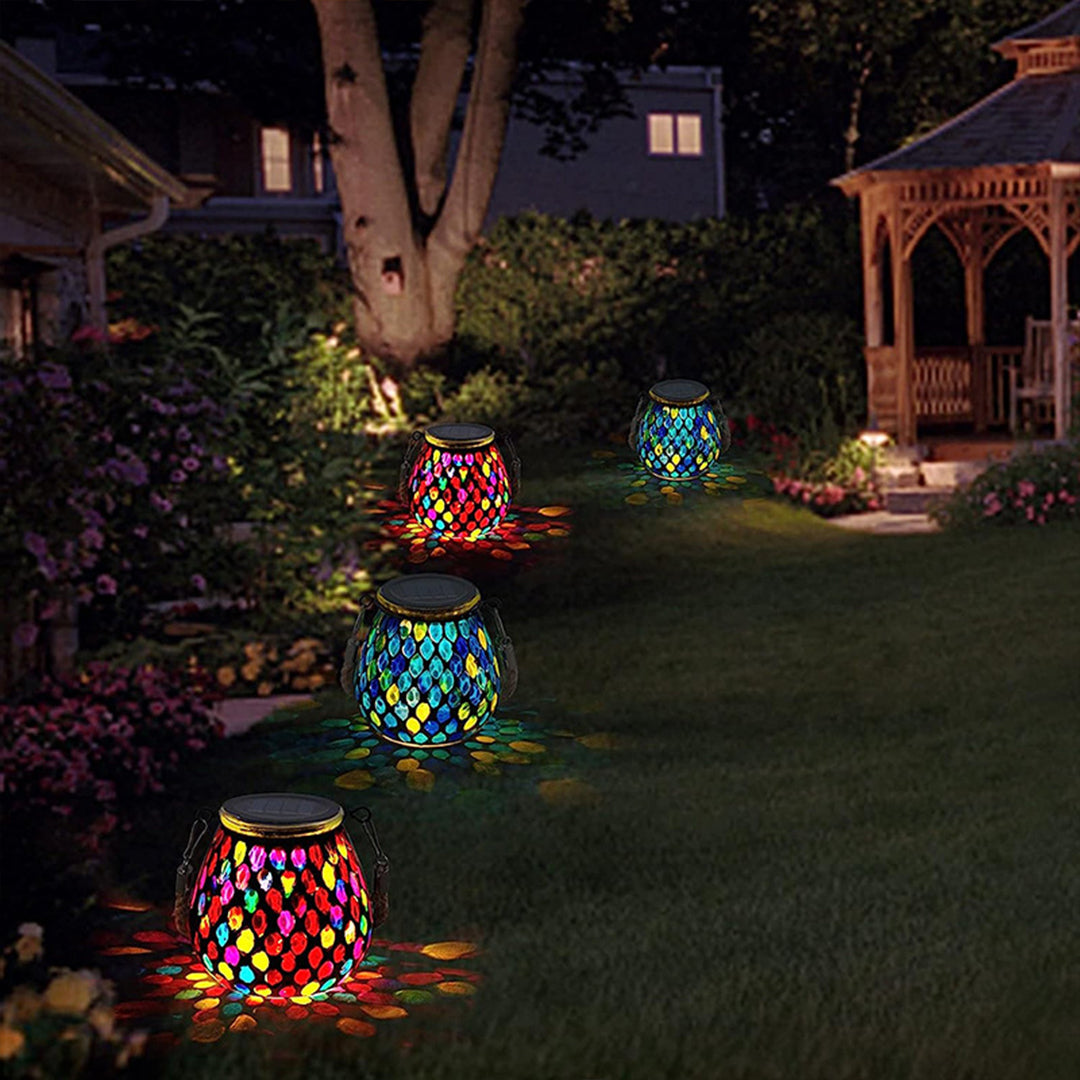 Vibrant Solar Glass Mosaic Cup Lamp - Colorful Landscape Lighting for Outdoor Ambiance 5