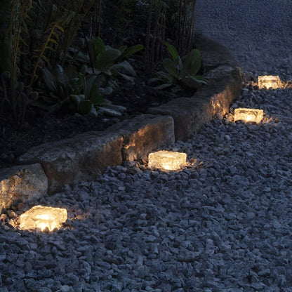 Crystal Glow Solar Step Light - Modern Outdoor Ice Cube Lights with Four Color Options for Elegant Ambiance 3