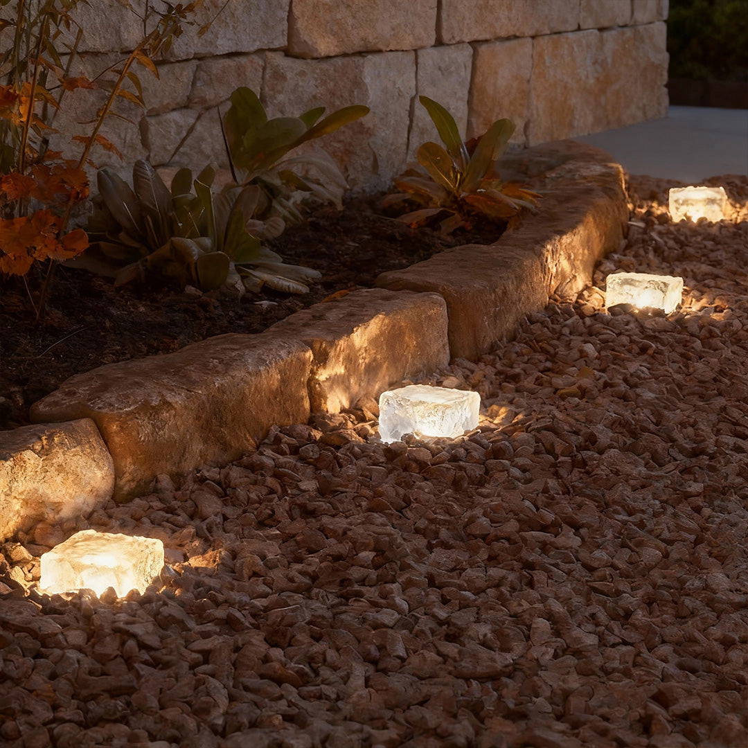 Crystal Glow Solar Step Light - Modern Outdoor Ice Cube Lights with Four Color Options for Elegant Ambiance 10