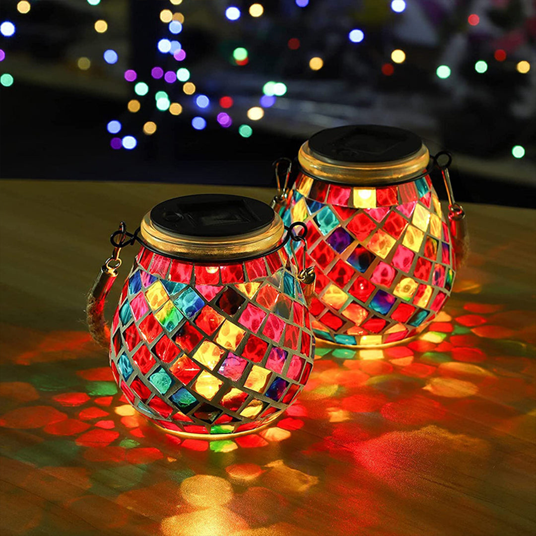 Vibrant Solar Glass Mosaic Cup Lamp - Colorful Landscape Lighting for Outdoor Ambiance 4