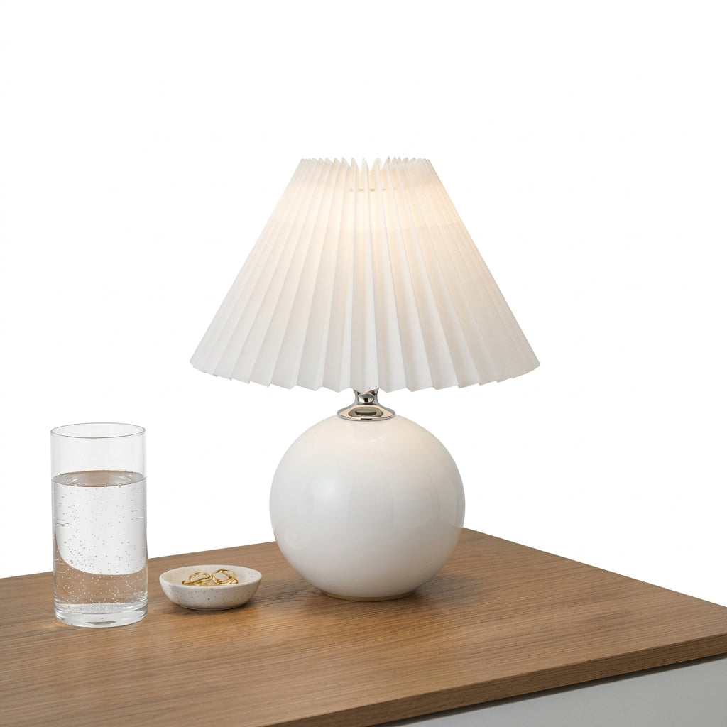 Elegant Ceramic Table Lamp with Pleated Shade - Modern Design for Stylish Illumination 4