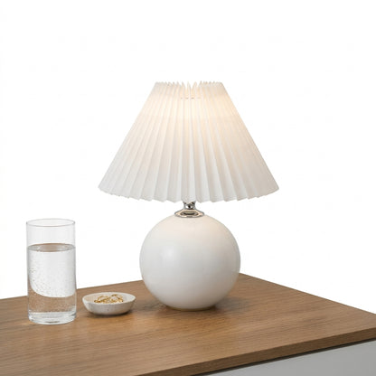 Elegant Ceramic Table Lamp with Pleated Shade - Modern Design for Stylish Illumination 4