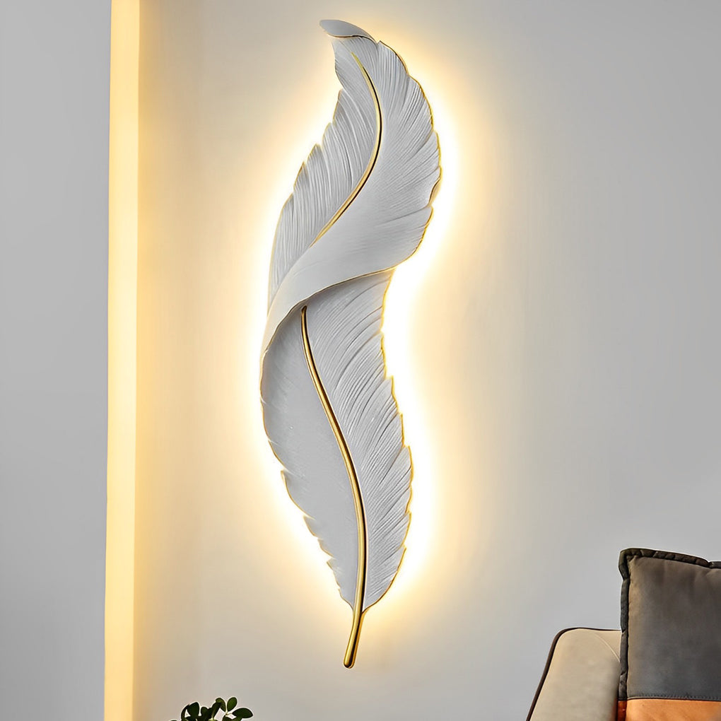 Feather Wall Light - Modern Resin Wall Sconce with Dimmable LED & Three Color Options for Artistic Ambiance 2
